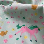 Popeline Unicórnio Glitter - Verde Menta