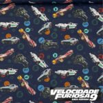 Popeline Digital Velocidade Furiosa - Azul