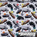 Popeline Digital Velocidade Furiosa - Branco