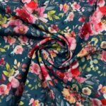 Popeline Water Flower Digital - Azul Petróleo