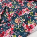 Popeline Water Flower Digital - Azul Petróleo