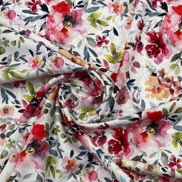 Popeline Water Flower Digital - Branco