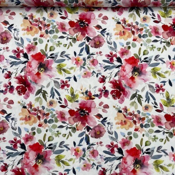 Popeline Water Flower Digital - Branco