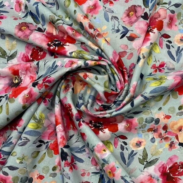 Popeline Water Flower Digital - Verde