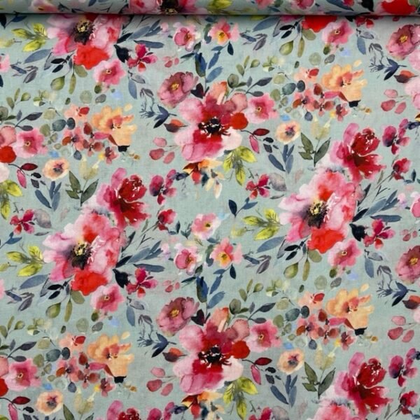 Popeline Water Flower Digital - Verde