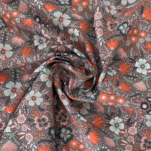 Popeline Winter Flower - Cinzento