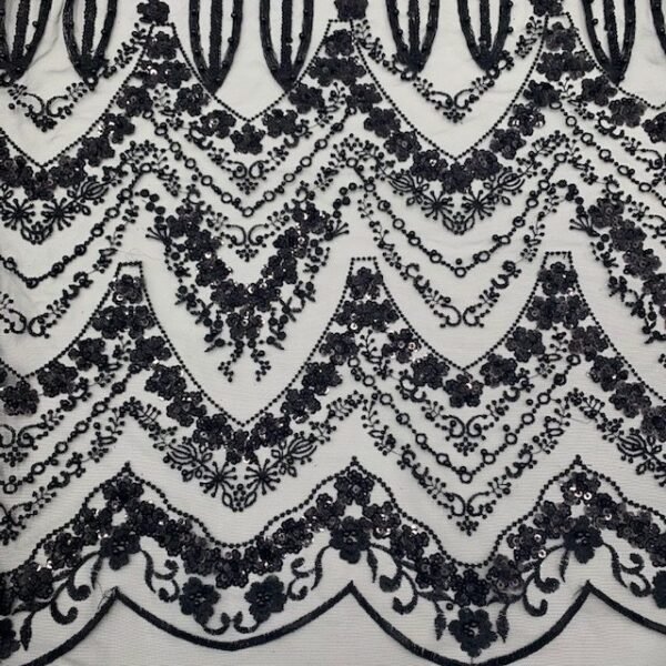 Renda Sequin Tree - Preto