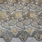 Renda Sequin - Fundo Preto c/ Dourado