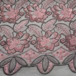 Renda Sequin - Fundo Preto c/ Rosa