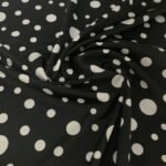 Seda Crepe - Bolas Variadas - Preto