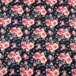 Seda Crepe - Floral - Preto