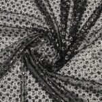 Renda Sequin Flower - Preto