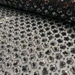 Renda Sequin Flower - Preto