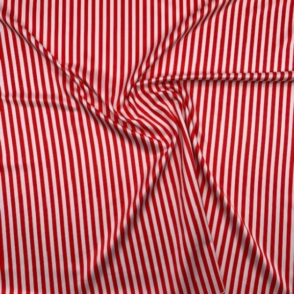 Seda Crepe - Riscas - Vermelho