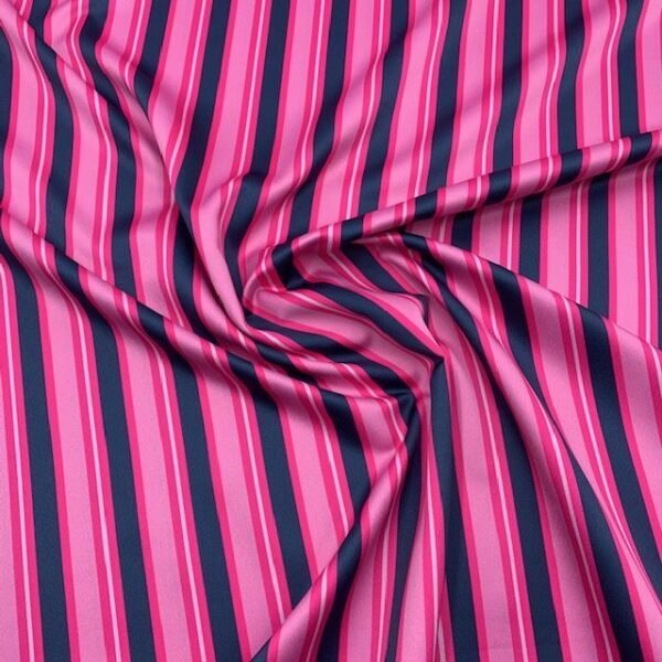 Seda Crepe - Riscas - Rosa