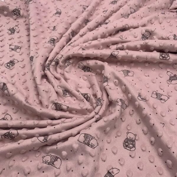 Malha Minky Estampada - Rosa Velho