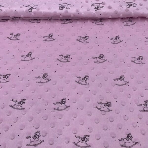 Malha Minky Estampada - Rosa Bebé