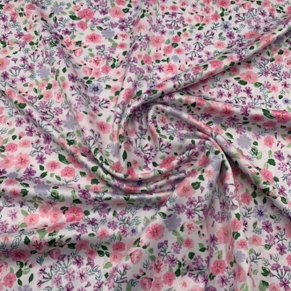 Seda Crepe - Floral - Rosa
