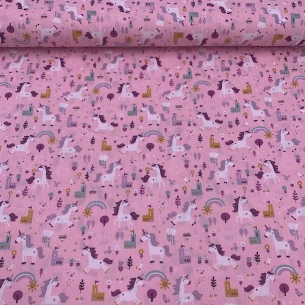 Popeline Unicórnios - Rosa