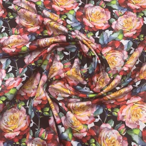 Seda Crepe Rose - Preto