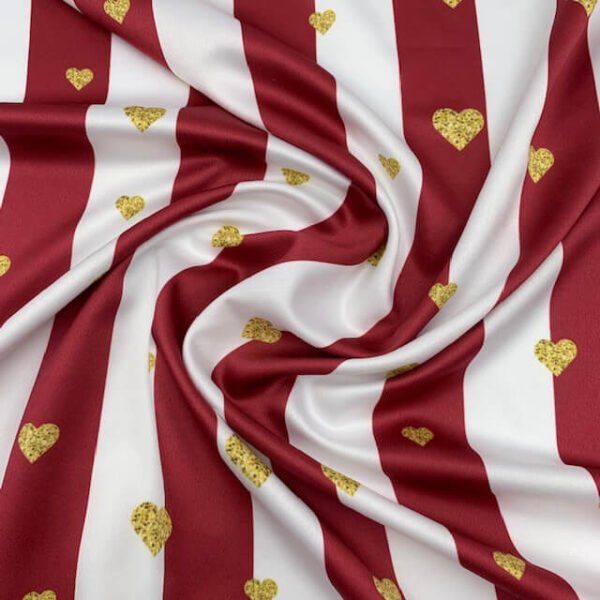 Seda Crepe - Ricas/Corações - Bordeaux