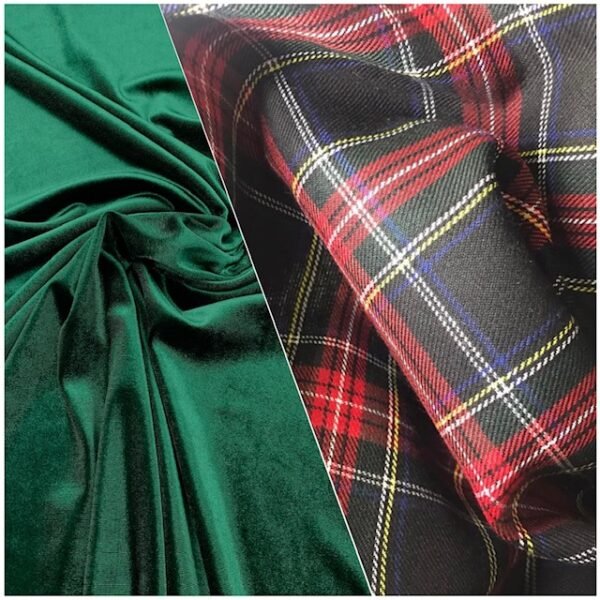 Tartan Azul + Veludo Verde