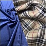 Tartan Bege + Veludo Azul Marinho