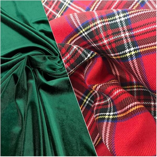 Tartan Vermelho + Veludo Verde