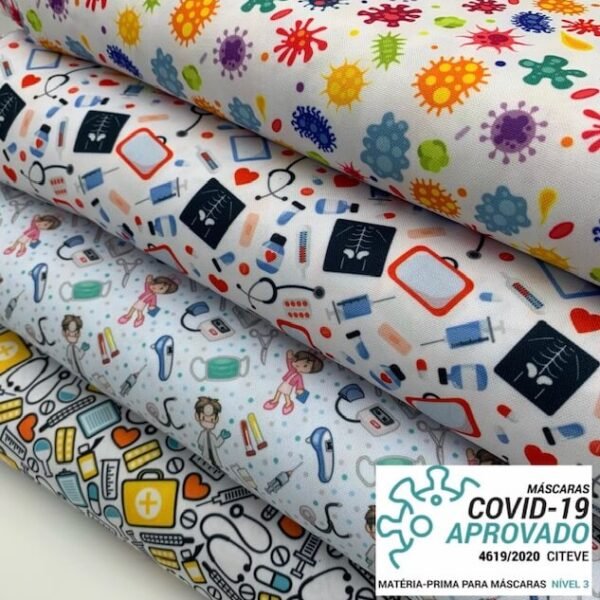 Tecido Covid - Abstrato Gold