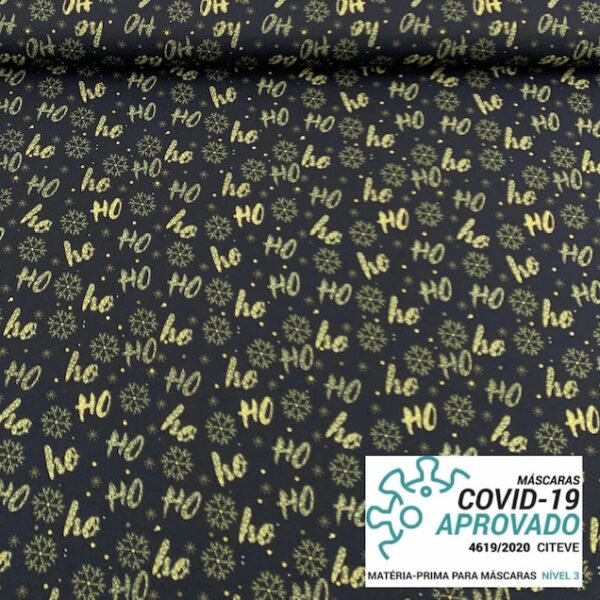 Tecido Covid Natal - Preto Ho HO