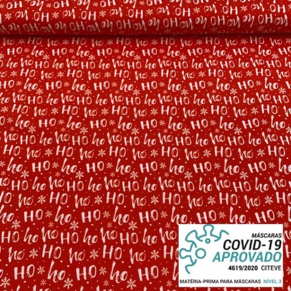 Tecido Covid Natal - Vermelho Ho HO