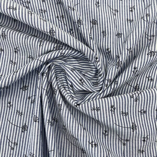 Tecido Seersucker Flower - Azul