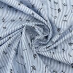 Tecido Seersucker Flower - Azul Claro