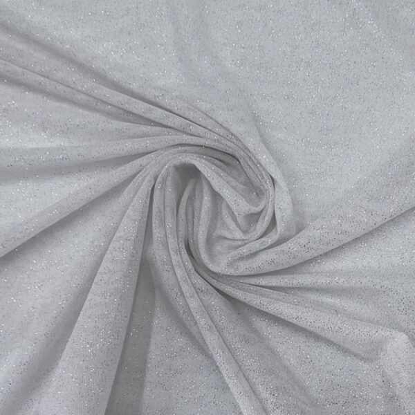 Tule c/ Elastano Glitter - Branco/Silver
