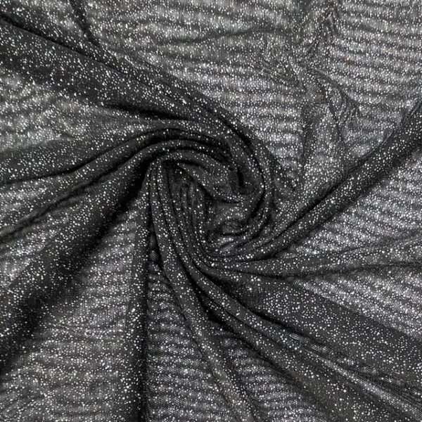 Tule c/ Elastano Glitter - Preto/Silver