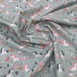 Popeline Unicórnios - Verde