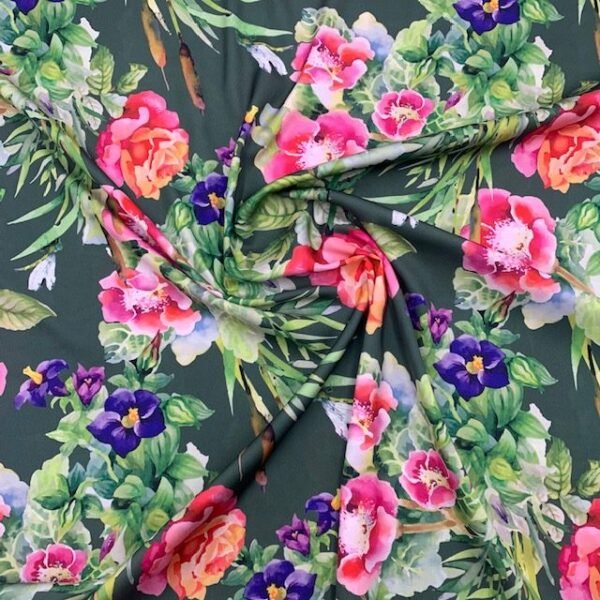 Seda - Floral - Verde