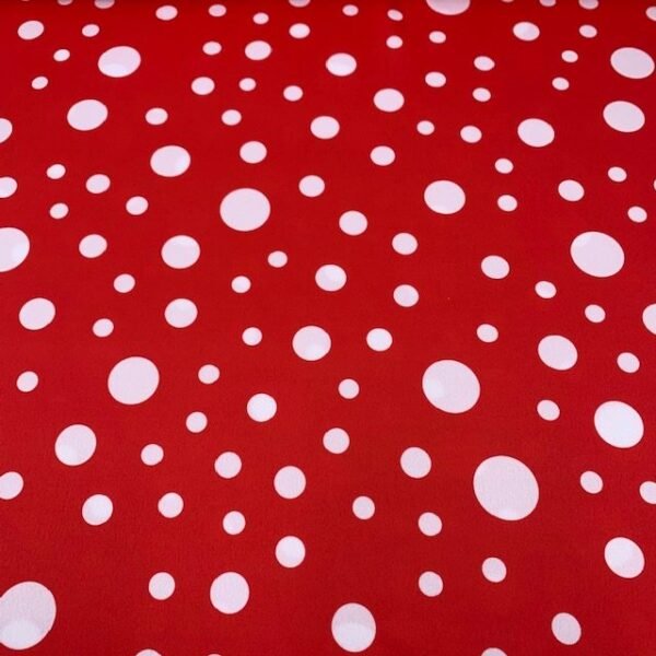 Seda Crepe - Bolas Variadas - Vermelho