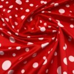 Seda Crepe - Bolas Variadas - Vermelho