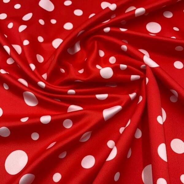 Seda Crepe - Bolas Variadas - Vermelho