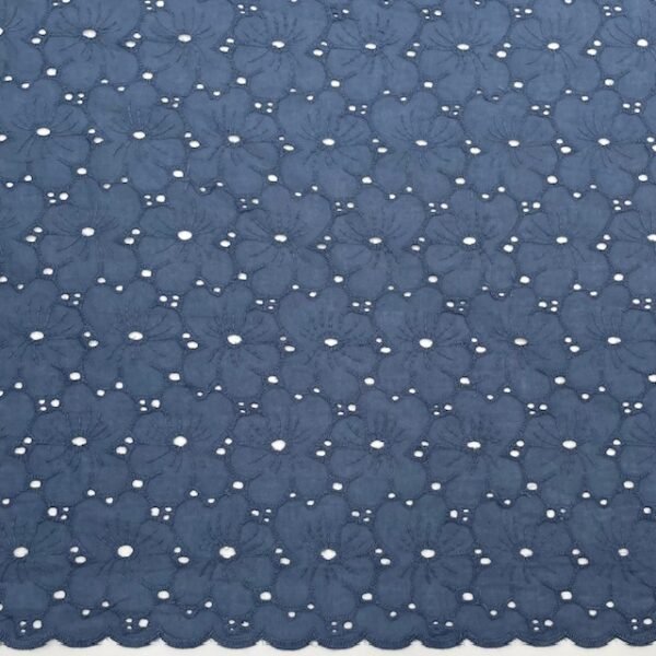 Bordado Inglês Flower - Azul