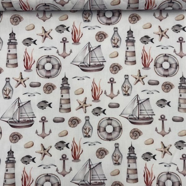 Popeline Navy - Branco