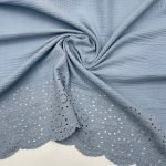 Musselina de Barra Bordada - Azul