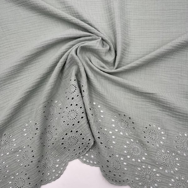 Musselina de Barra Bordada - Verde