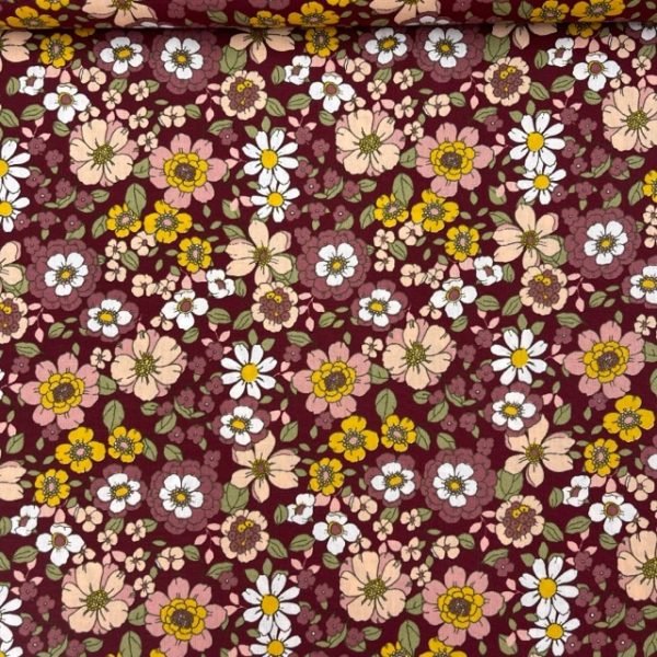 Popeline Flowers -  Bordeaux