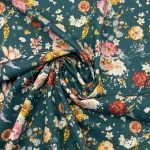 Popeline Digital Flowers - Azul Petróleo - Image 2