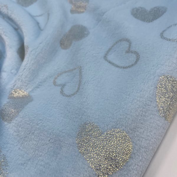 Coralina Estampada Glitter Corações - Azul