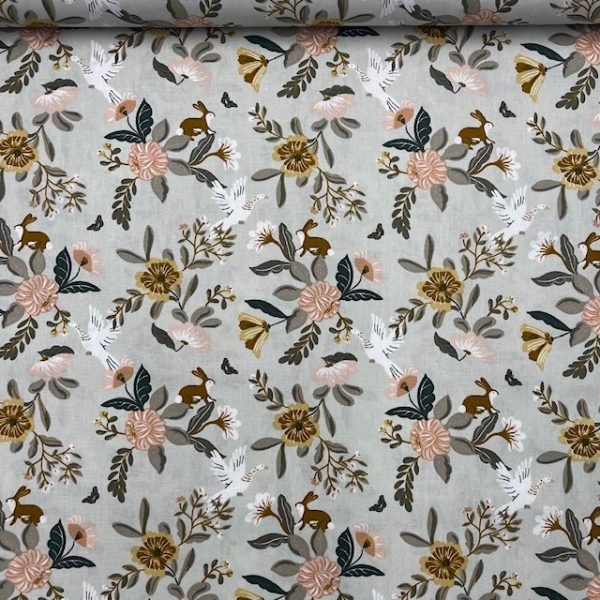 Popeline Flower Bird - Verde