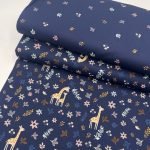 Popeline Giraffe and Leaves - Azul - Image 4