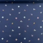 Popeline Giraffe and Leaves - Azul